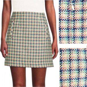 Veronica Beard Women's Checked Roman Tweed Sparkly Mini Skirt 6